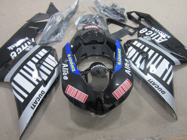 Argent Rouge Bleu Noir Brillant Alice Carénage Moto Ducati 848 1098 1198 2007-2014