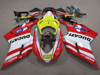 Blanc Jaune Rouge Generali 46 Carénage Moto Ducati 1198 2007-2014 Pas Chère