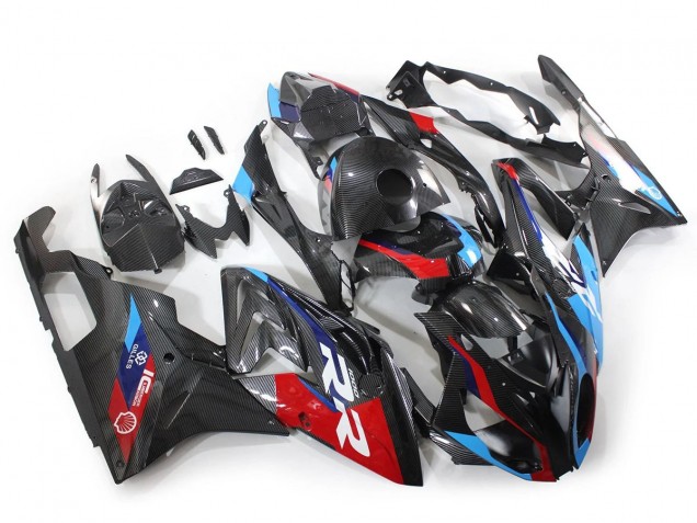 Bleu Rouge Fibre de Carbone Carénage Moto BMW S1000RR 2015-2016