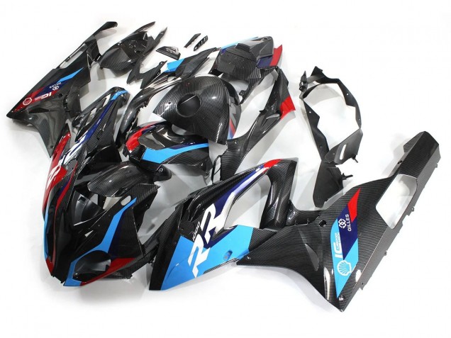 Bleu Rouge Fibre de Carbone Carénage Moto BMW S1000RR 2015-2016