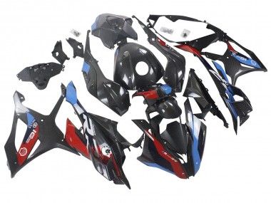 Bleu Rouge Fibre de Carbone Carénage Moto BMW S1000RR 2023-2024 Pas Chère