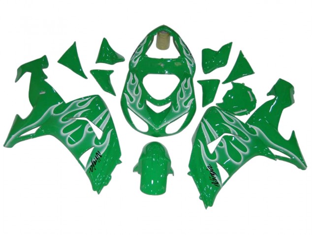 Vert Blanc Flamme Carénage Moto Kawasaki ZX10R 2006-2007