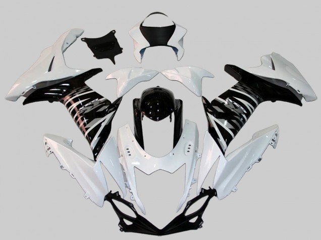 Blanc Noir Brillant Carénages Moto Suzuki GSXR 600/750 2011-2024