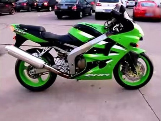 Vert Blanc Noir Carénages Moto Kawasaki ZX6R 2000-2002