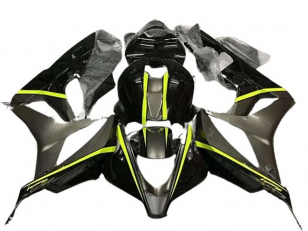 Noir Brillant Haute Visibilité Jaune Carénage Moto Honda CBR600RR 2007-2008