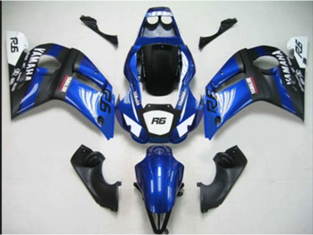 Bleu Blanc Noir Mat Carénage Moto Yamaha YZF 600 R6 1998-2002