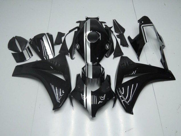 Noir Brillant avec Argent Bande Carénage Moto Honda CBR 1000 RR 08-11 Noir Brillant avec Argent Bande Carénage Moto Honda CBR 1000 RR 08-11
