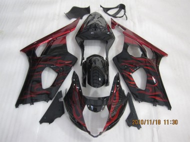 Noir Rouge Flamme Carénage Moto Suzuki GSXR 1000 K3 03-04