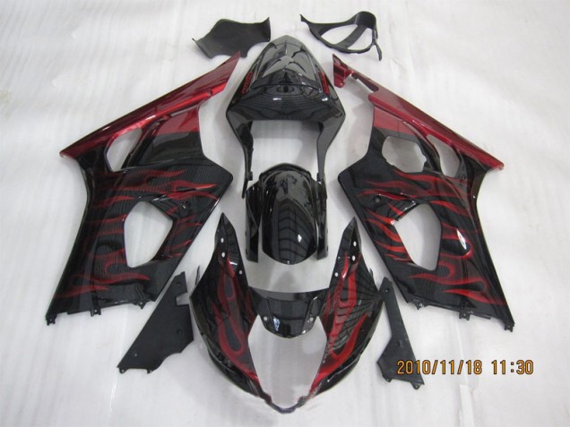 Noir Rouge Flamme Carénage Moto Suzuki GSXR 1000 K3 03-04 Noir Rouge Flamme Carénage Moto Suzuki GSXR 1000 K3 03-04