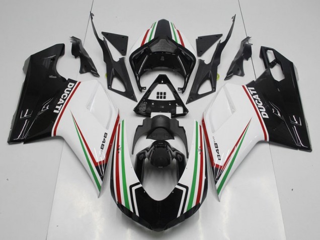 Noir Vert et Blanc Carénage Moto Ducati 848 1098 1198 07-14 Noir Vert et Blanc Carénage Moto Ducati 848 1098 1198 07-14