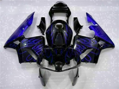 Noir avec Bleu Flamme Carénage Moto Honda CBR 600 RR 03-04