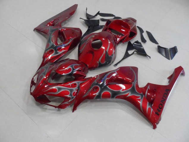 Rouge Argent Flamme Carénage Moto Honda CBR 1000 RR 06-07 Rouge Argent Flamme Carénage Moto Honda CBR 1000 RR 06-07