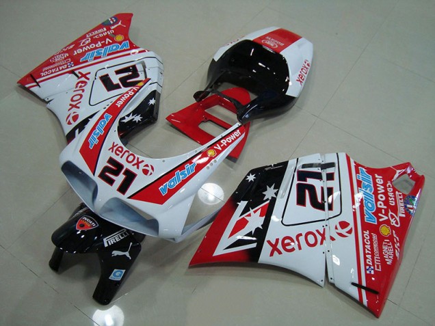 Rouge Blanc Xerox 21 Carrosserie Moto Ducati 748 916 996 996S 93-05 Rouge Blanc Xerox 21 Carrosserie Moto Ducati 748 916 996 996S 93-05