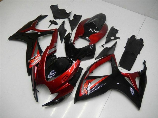 Rouge Noir Carénage Moto Suzuki GSXR 600 / 750 K6 06-07 Rouge Noir Carénage Moto Suzuki GSXR 600 / 750 K6 06-07