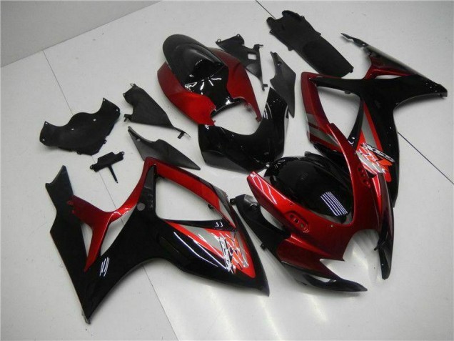 Rouge Noir Carénage Moto Suzuki GSXR 600 / 750 K6 06-07 Rouge Noir Carénage Moto Suzuki GSXR 600 / 750 K6 06-07