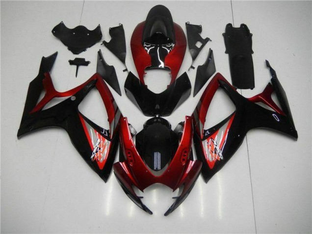 Rouge Noir Carénage Moto Suzuki GSXR 600 / 750 K6 06-07 Rouge Noir Carénage Moto Suzuki GSXR 600 / 750 K6 06-07
