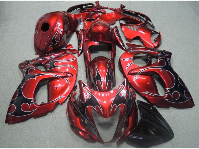 Rouge Noir Flamme Carénage Moto Suzuki GSXR 1300 Hayabusa 08-19 Rouge Noir Flamme Carénage Moto Suzuki GSXR 1300 Hayabusa 08-19